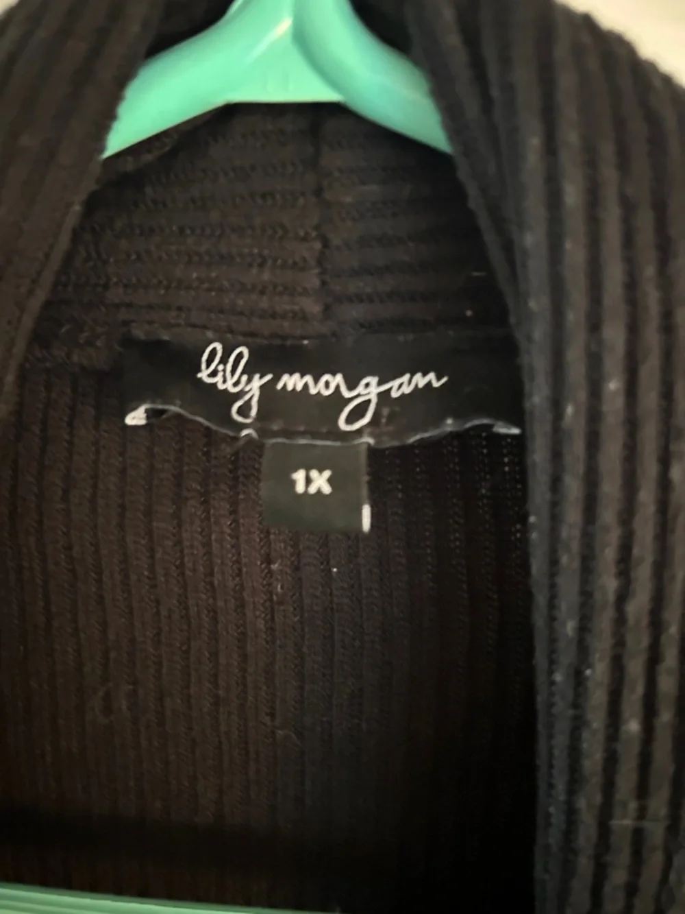 Black Open Front Ribbed Cardigan - Picture 3 of 3